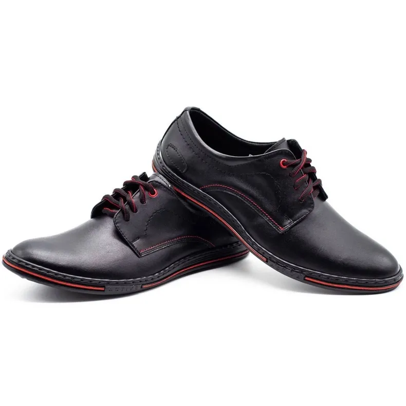 Lukas Chaussures pour hommes en cuir 295LU noir avec rouge le noir