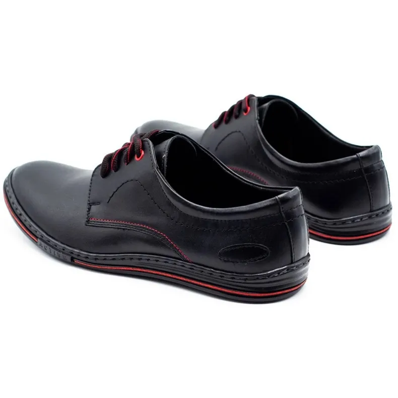 Lukas Chaussures pour hommes en cuir 295LU noir avec rouge le noir