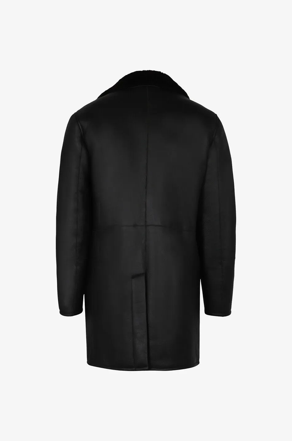 Manteau court en peau lainée et cuir Roger