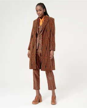 Manteau jacquard en satin à motifs Orange