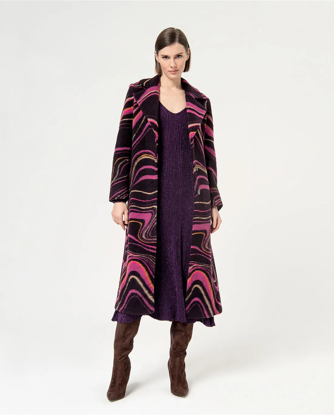 Manteau oversize imprimé vagues Violet