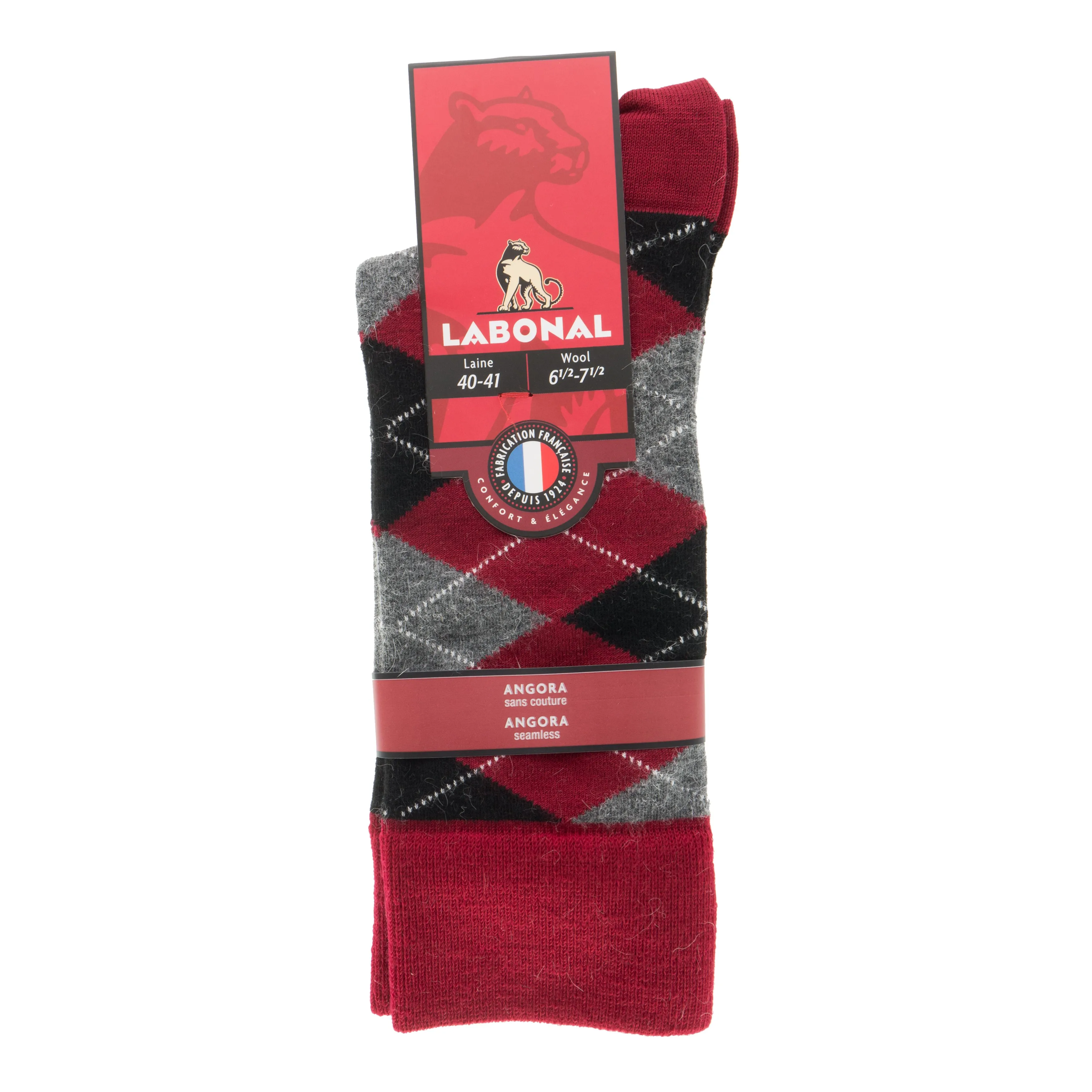 MI-CHAUSSETTES INTARSIA LAINE ANGORA - Sans couture - Rouge - Labon...