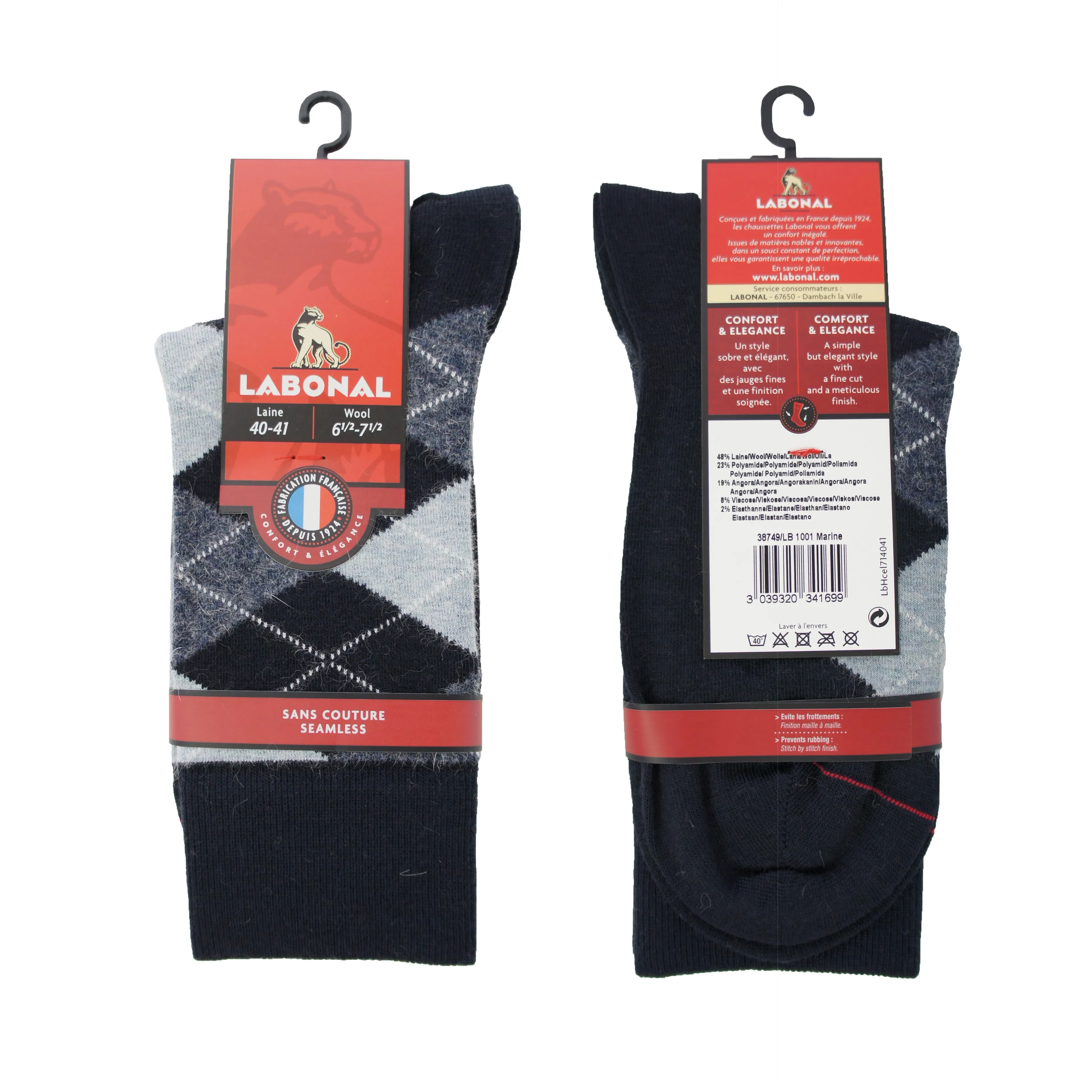 Mi-Chaussettes Laine Intarsia marine - Labonal : vente chaussettes ...