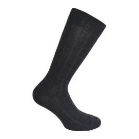 Mi-Chaussettes unies à côtes laine et soie grises - Labonal : vente...