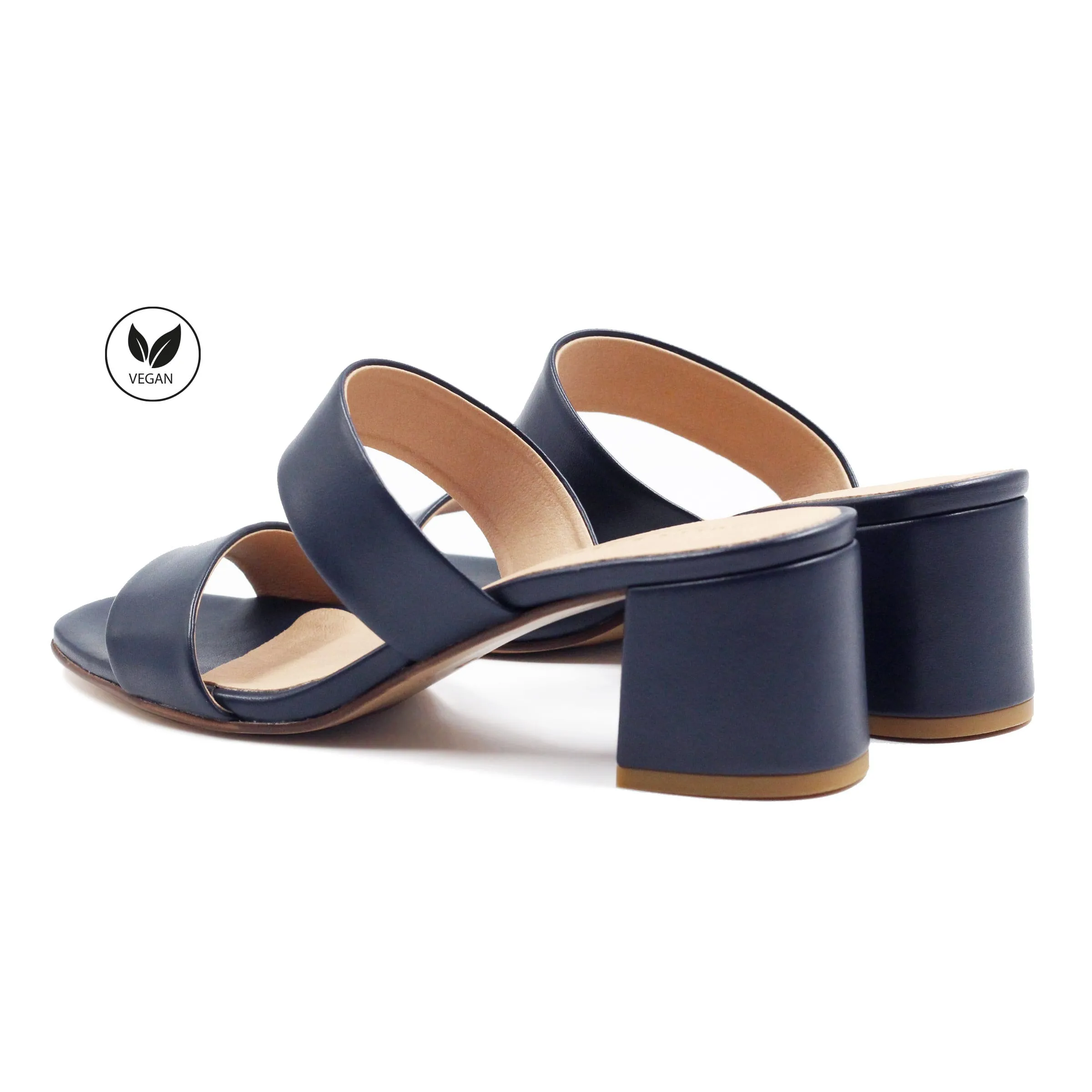 Mules talon bandeau fibre pomme bleue