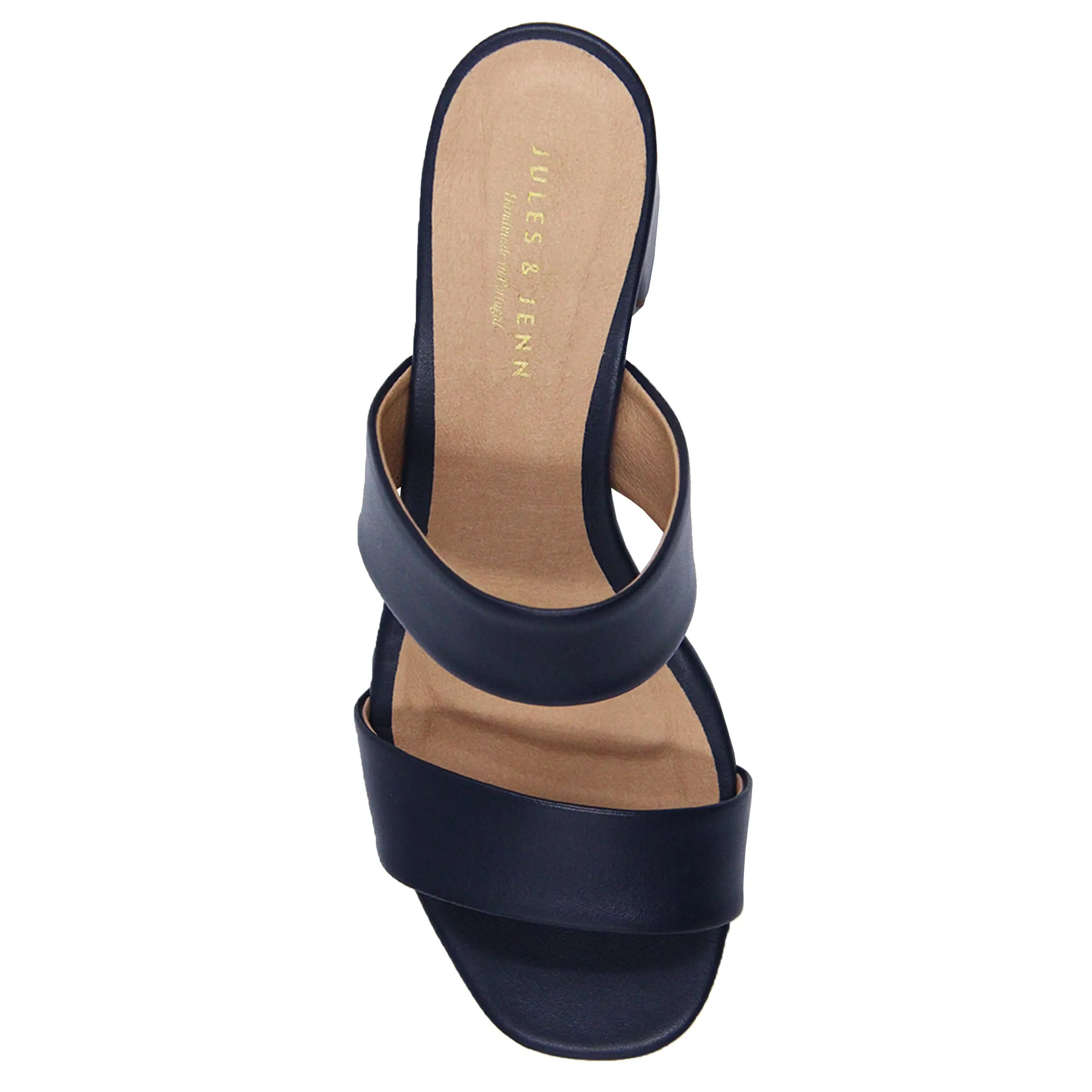 Mules talon bandeau fibre pomme bleue