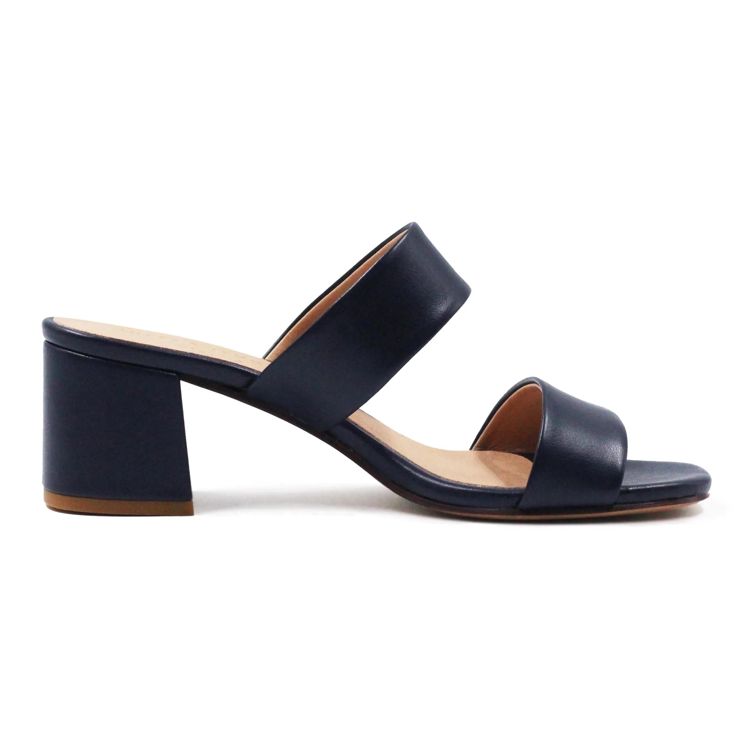 Mules talon bandeau fibre pomme bleue