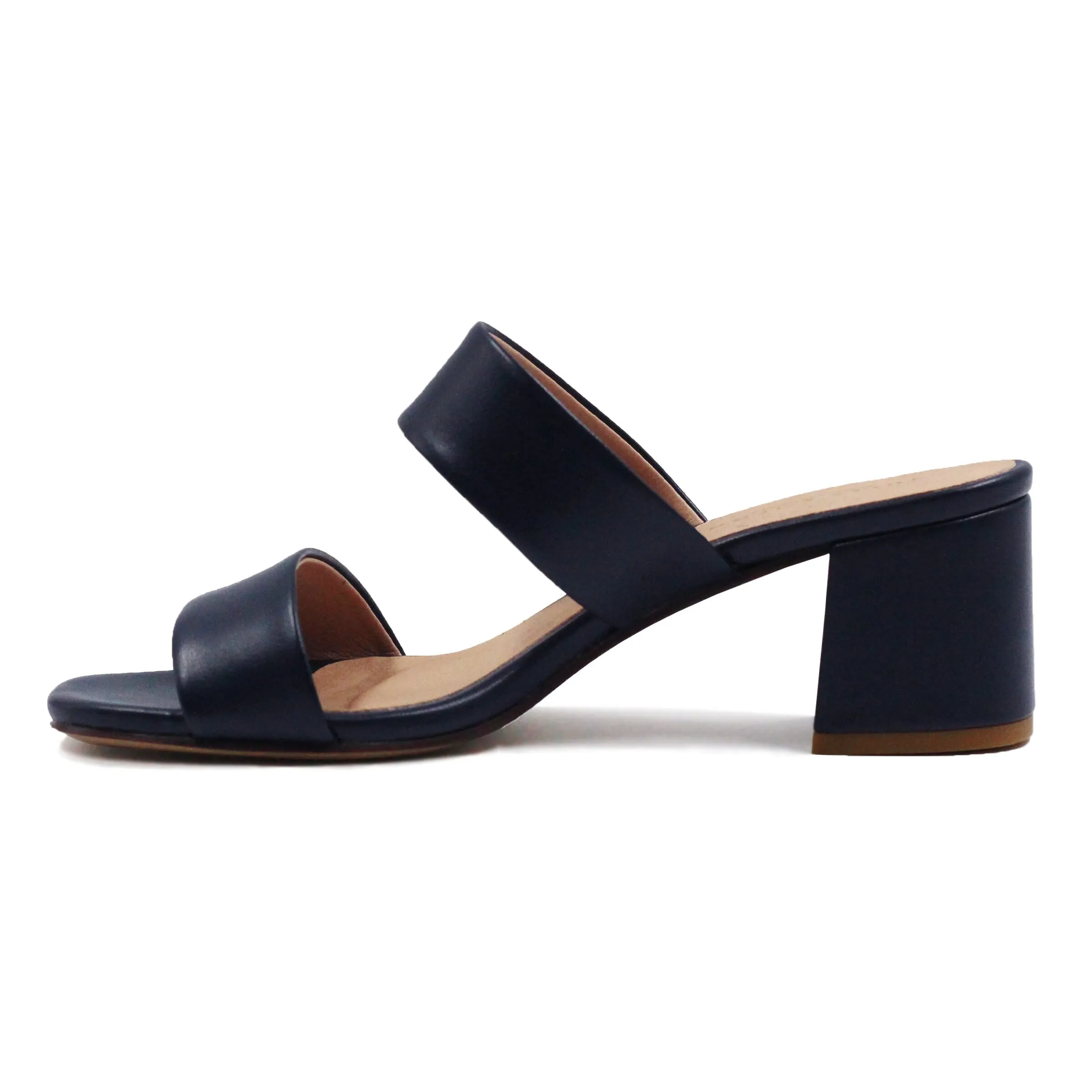 Mules talon bandeau fibre pomme bleue