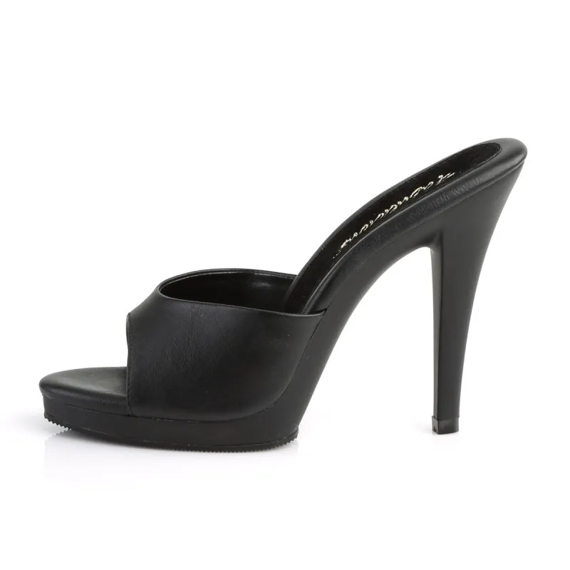 Mules à talon haut 11 cm noires mat pour femme petite et grande taille - C le pied