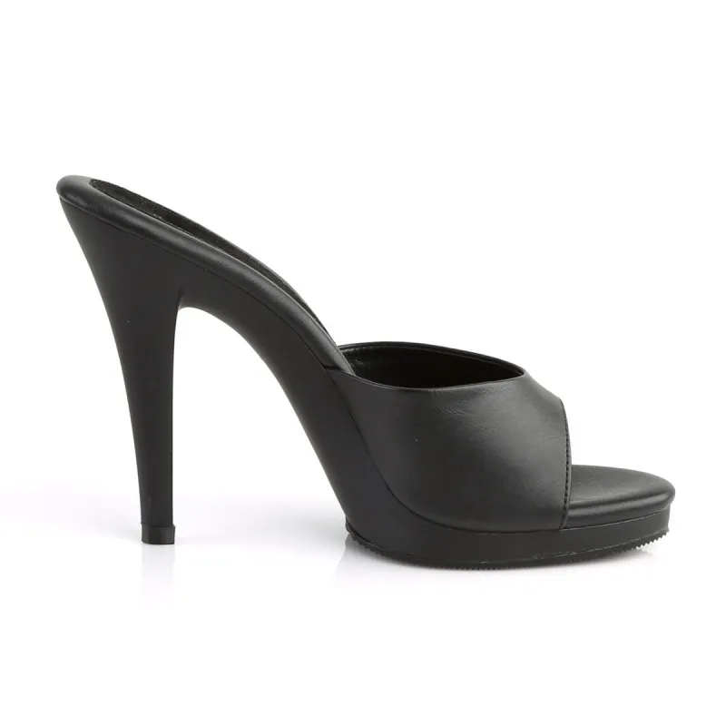 Mules à talon haut 11 cm noires mat pour femme petite et grande taille - C le pied