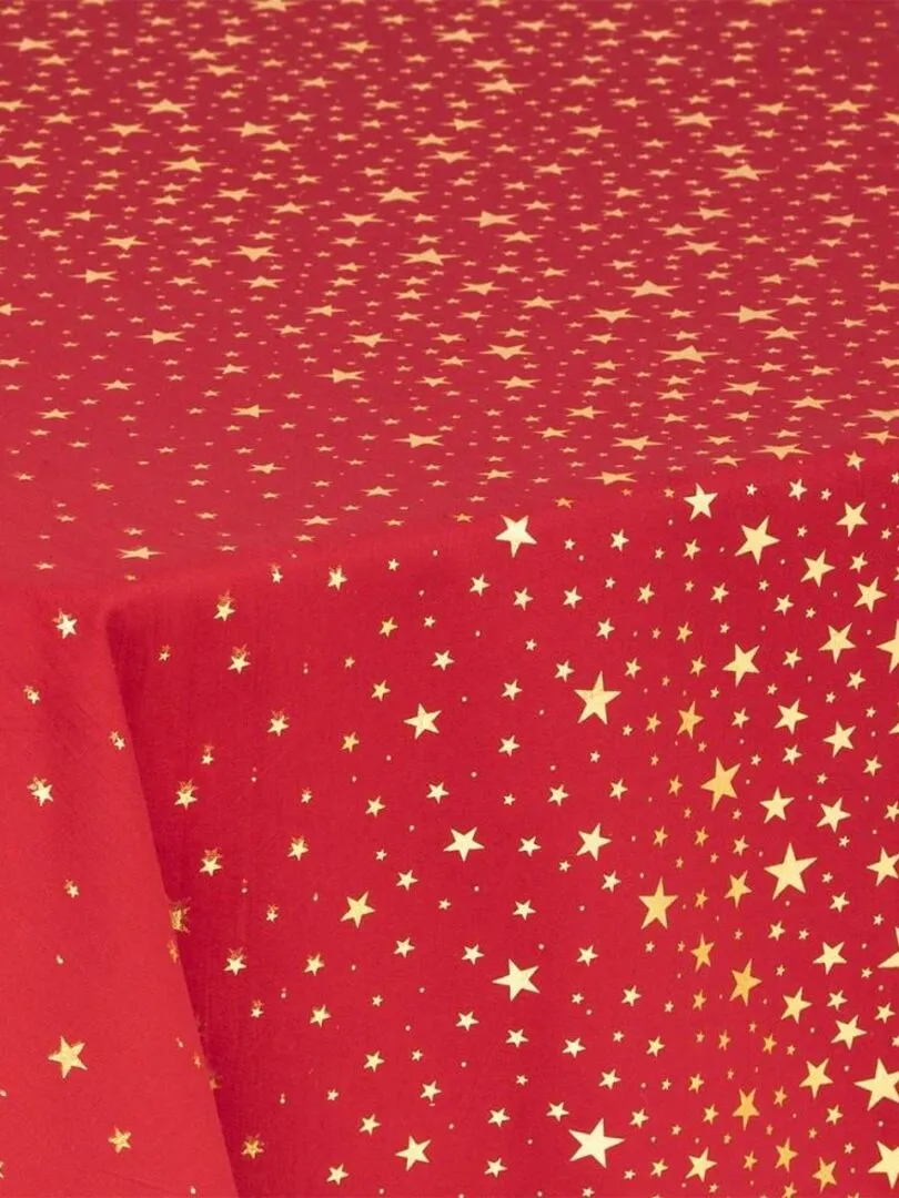 Nappe 140x240 cm Etoiles rouge et or coton - Rouge