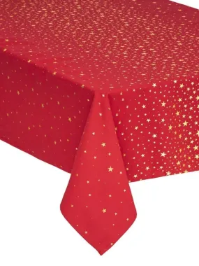 Nappe 140x240 cm Etoiles rouge et or coton - Rouge