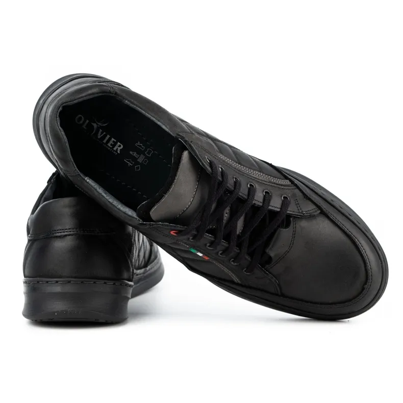 Olivier Chaussures décontractées en cuir pour hommes 297GT noir le noir