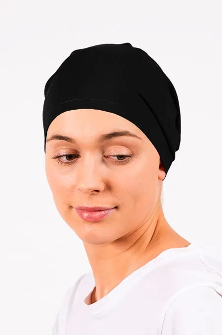 Pack bandeau et bonnet chimiothérapie Vodoo corail et noir