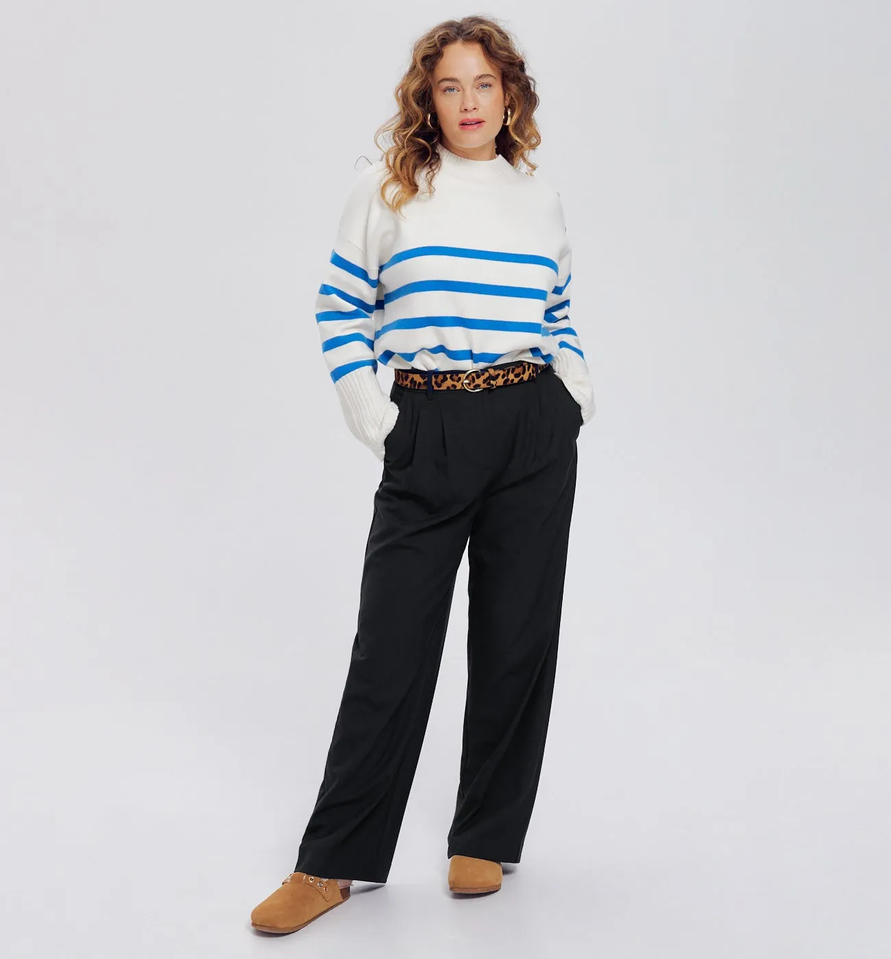 Pantalon large à pinces Femme - Marine