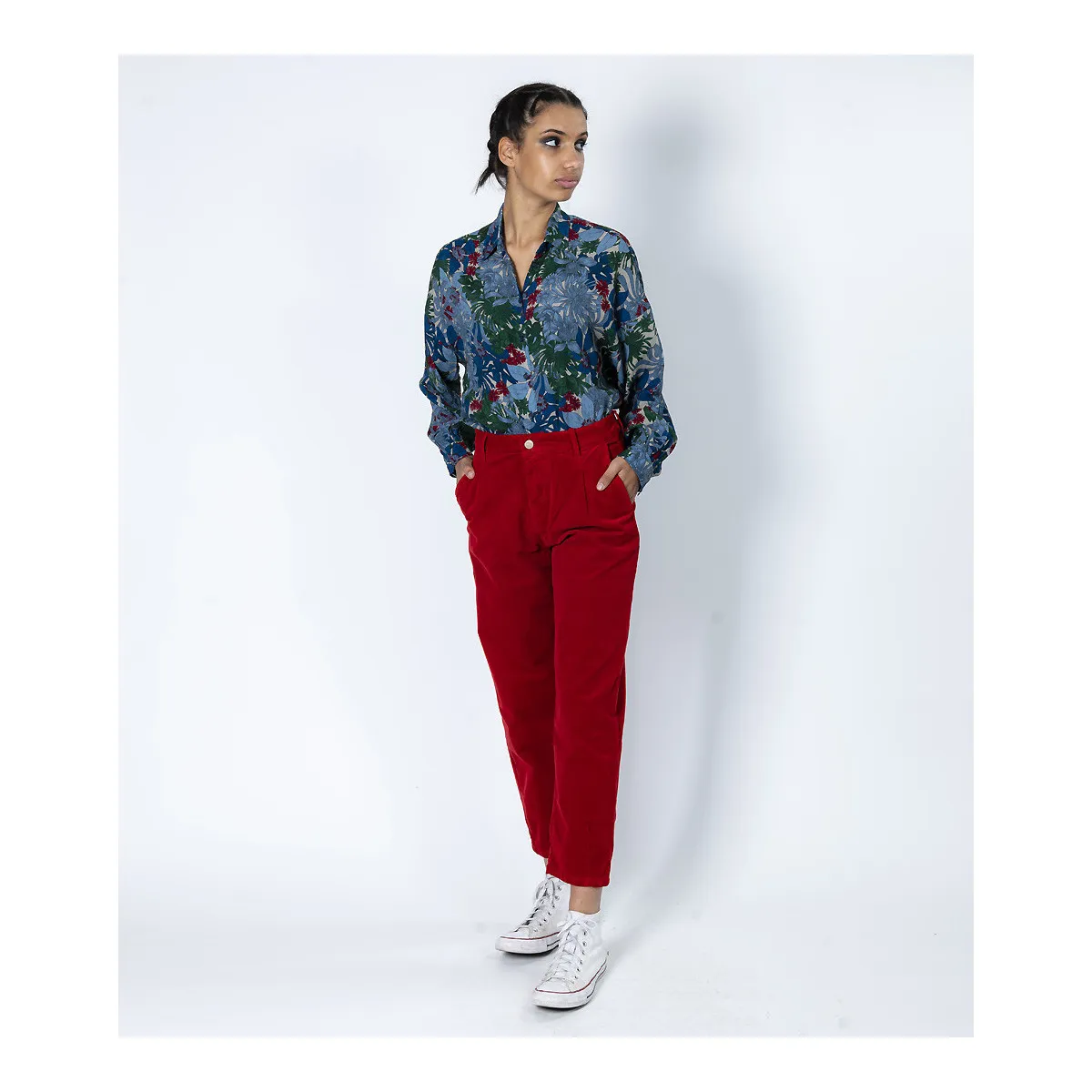 Pantalon à Pinces ARLETTE en Velours Blood Hiver 2022 Hod Paris à -50%