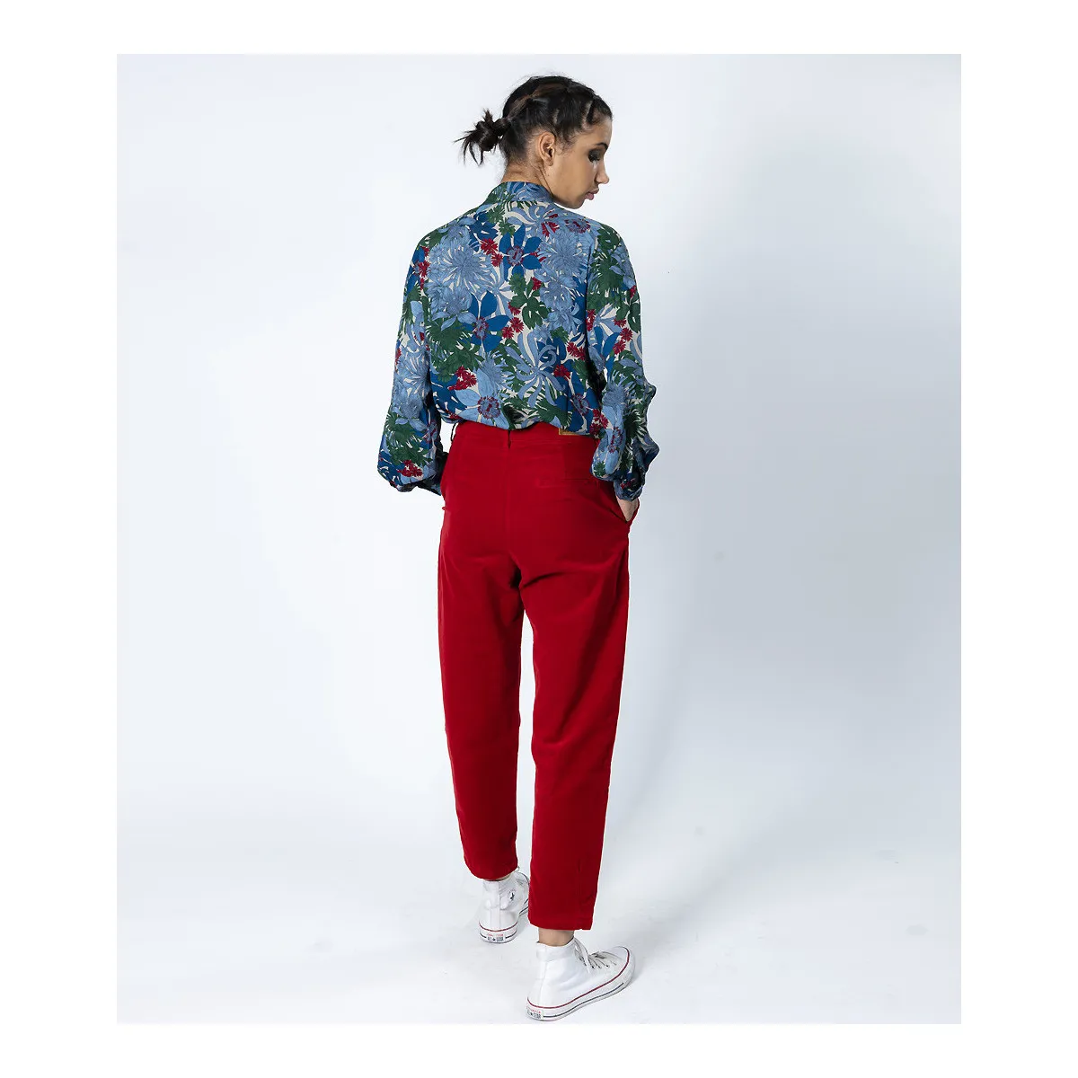 Pantalon à Pinces ARLETTE en Velours Blood Hiver 2022 Hod Paris à -50%