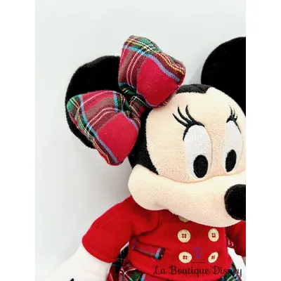 Peluche Minnie Mouse Noel Disney Store 2016 jupe écossaise rouge 37 cm