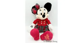 Peluche Minnie Mouse Noel Disney Store 2016 jupe écossaise rouge 37 cm