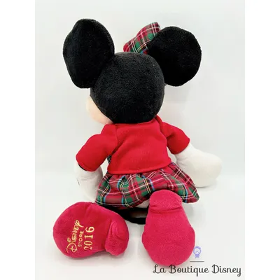 Peluche Minnie Mouse Noel Disney Store 2016 jupe écossaise rouge 37 cm