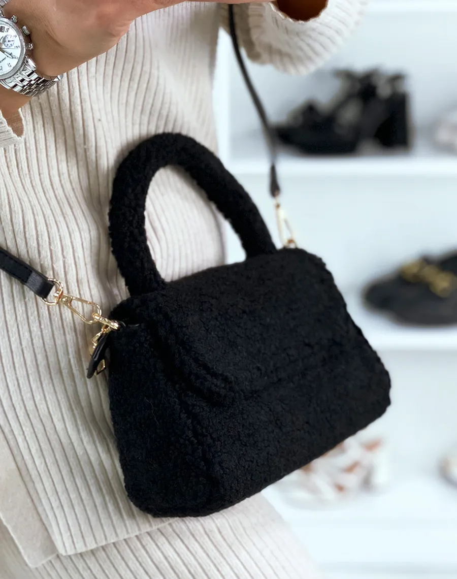 Petit sac à main noir teddy 