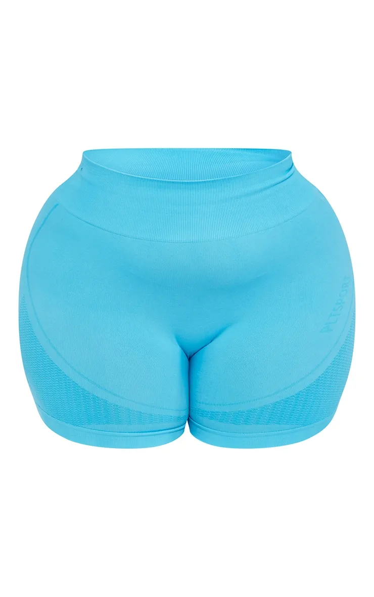 PLT Sport Plus Short de sport bleu vif sans coutures à détail contrastant