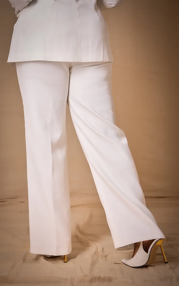 Plus Pantalon droit tissé deluxe blanc à pinces