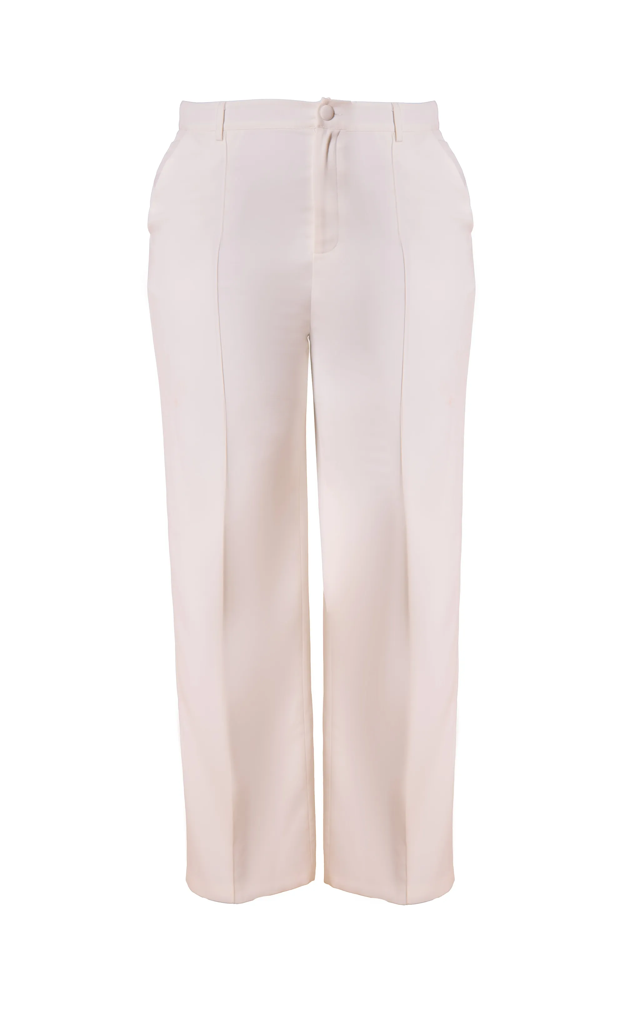 Plus Pantalon droit tissé deluxe blanc à pinces