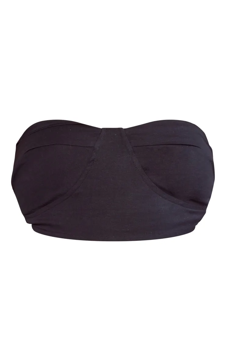 Plus Top-bustier en effet lin noir