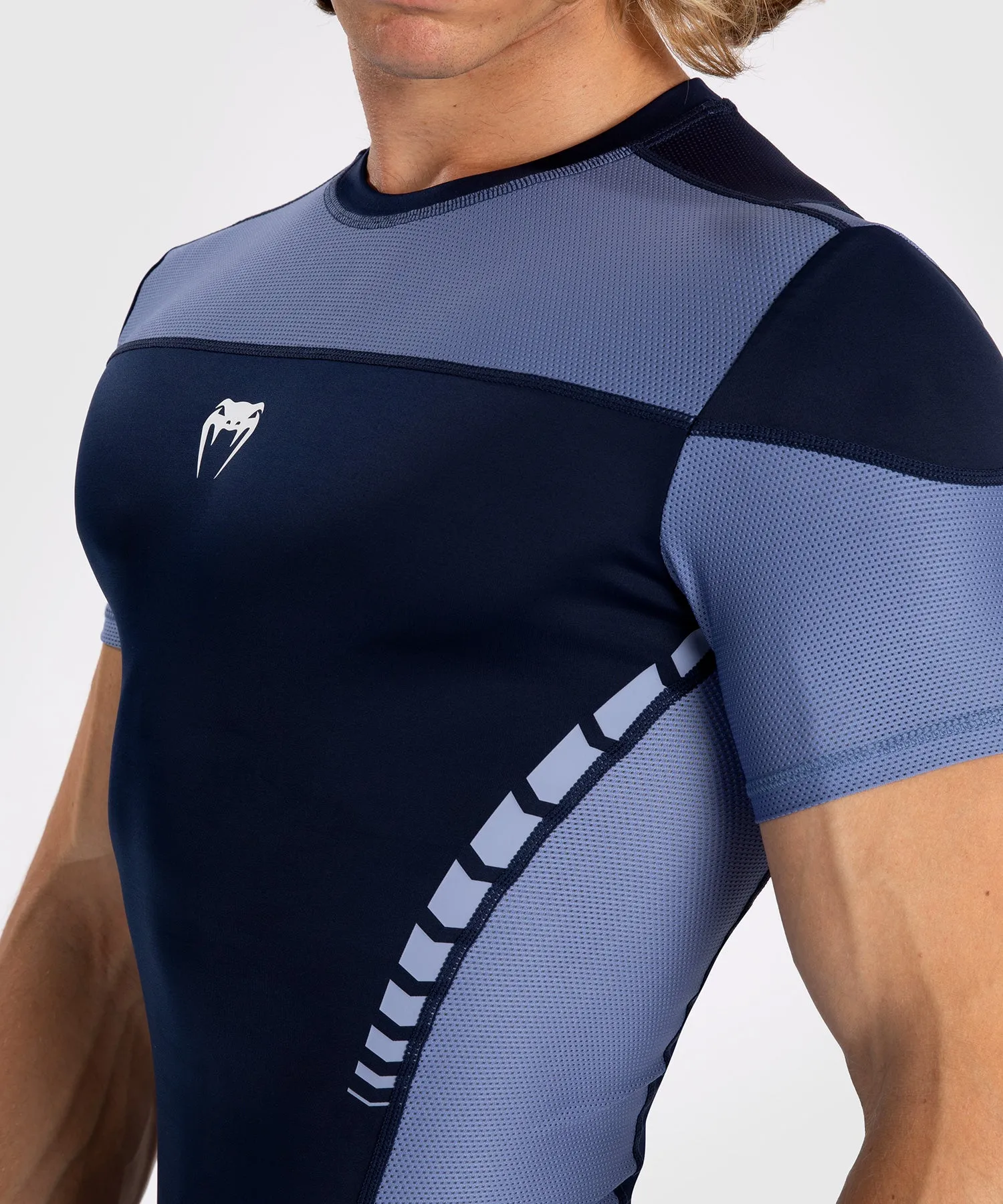 Rashguard À Manches Courtes pour Hommes Venum Tempest - Bleu Marine/Bleu