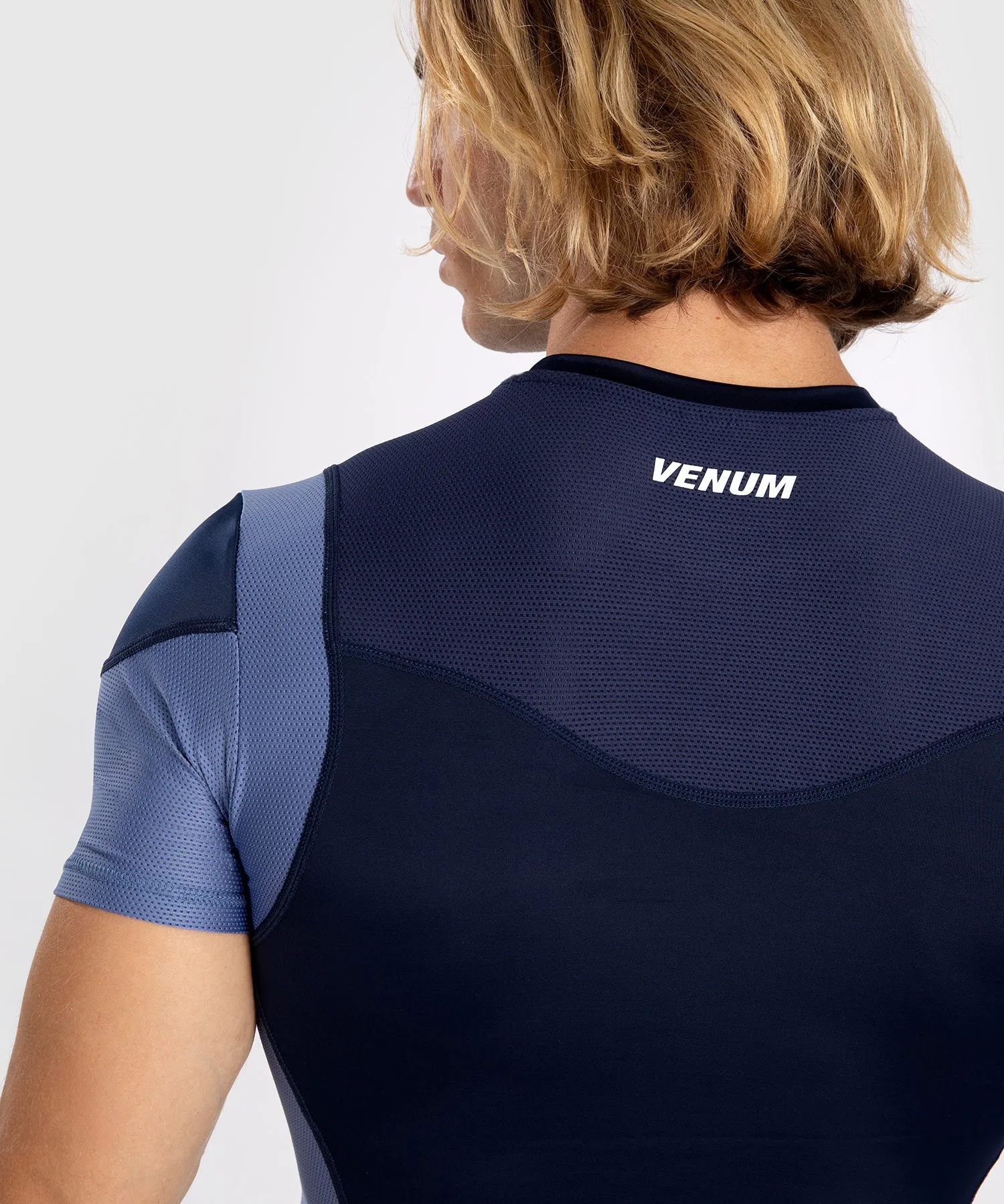 Rashguard À Manches Courtes pour Hommes Venum Tempest - Bleu Marine/Bleu