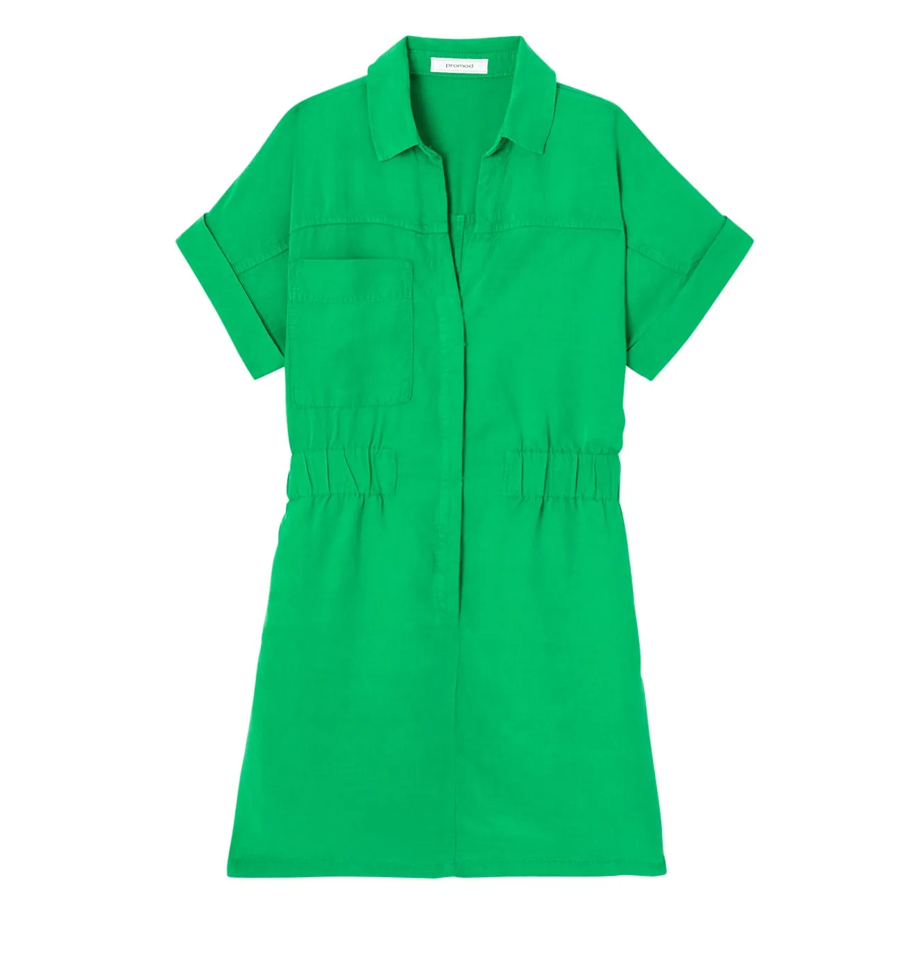 Robe courte en lyocell et lin - Vert