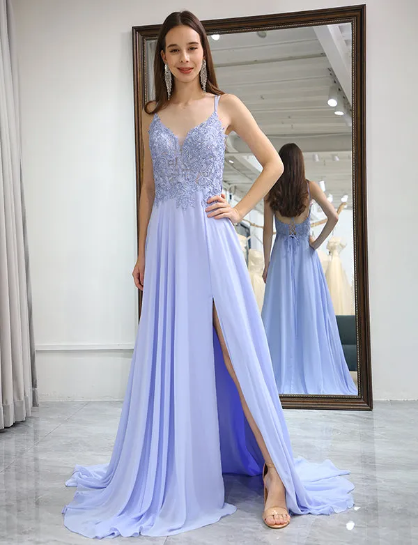 Robe de bal de fin d'année longue avec fente