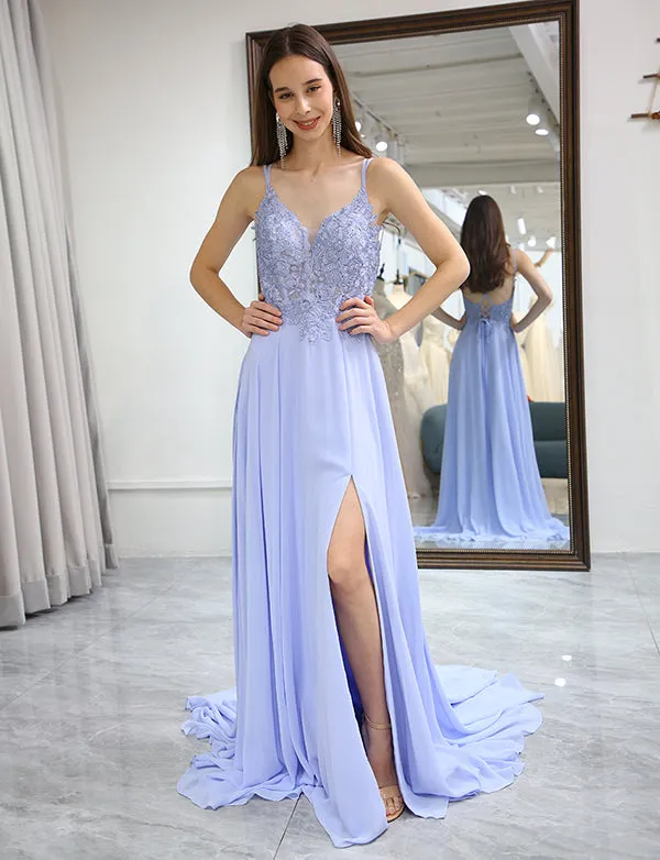 Robe de bal de fin d'année longue avec fente