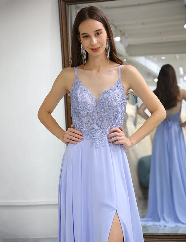 Robe de bal de fin d'année longue avec fente