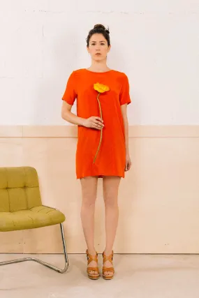 Robe en soie orange coupe droite Julia