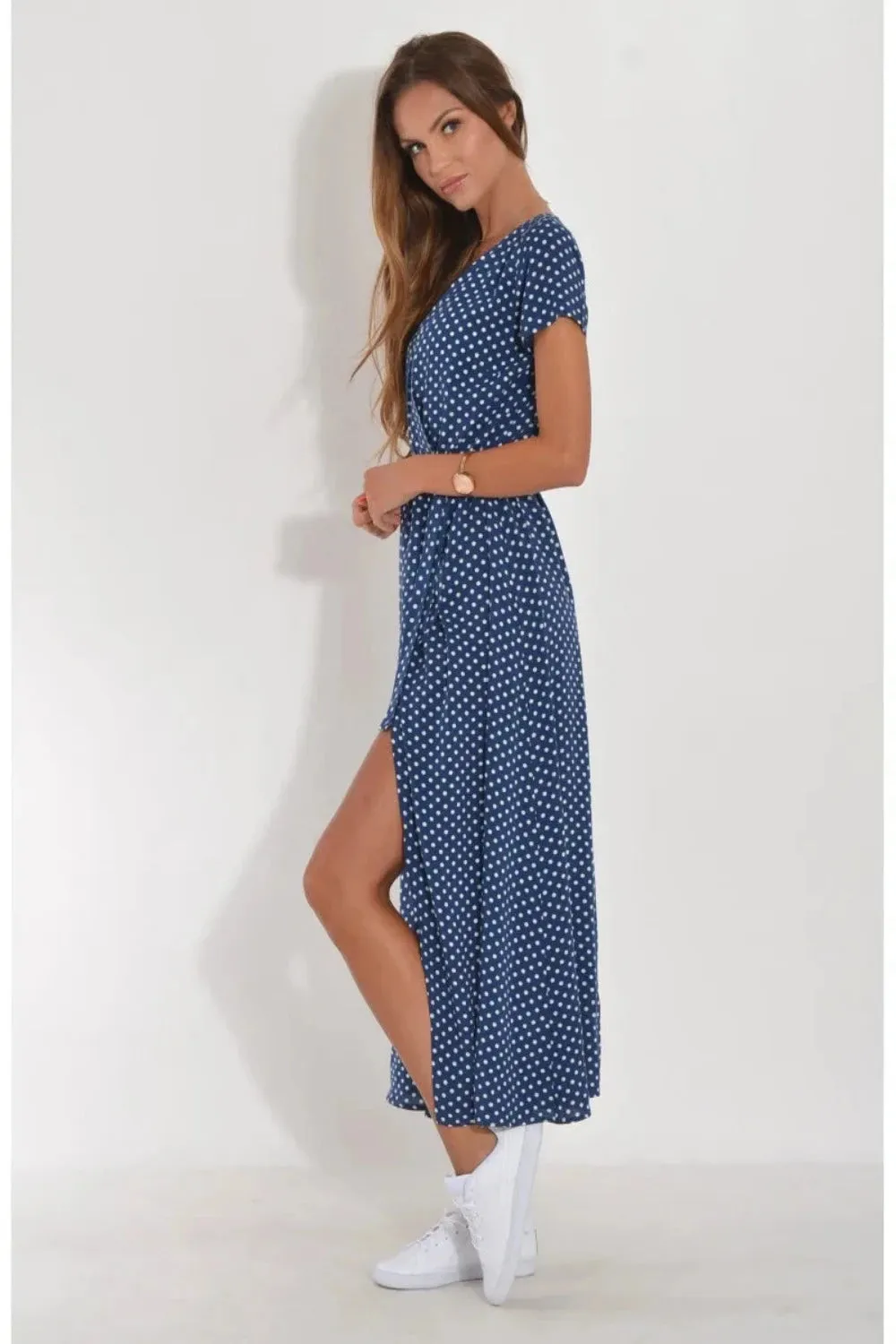 Robe Vintage Bleu à Pois