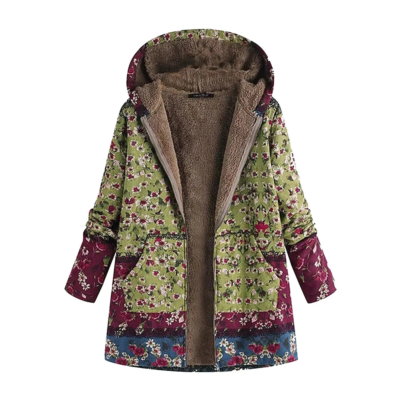 Sophie Paris I Chic Manteau à capuche avec imprimé floral