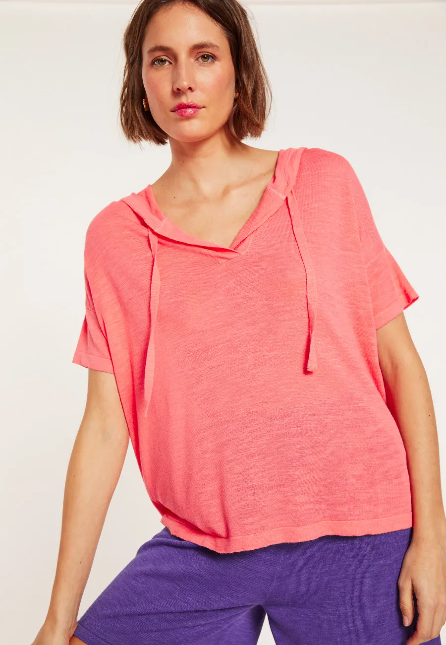 Sweat en lin flammé - Pivoine