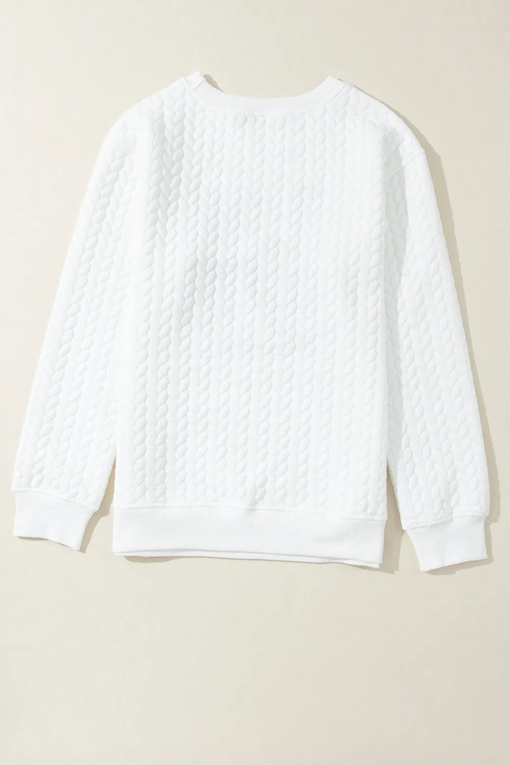 Sweat-shirt blanc en tricot torsadé brodé LOVE Chenille