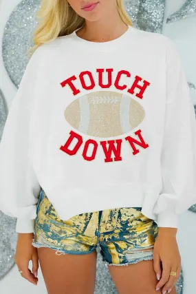 Sweat-shirt blanc à motif de football TOUCH DOWN