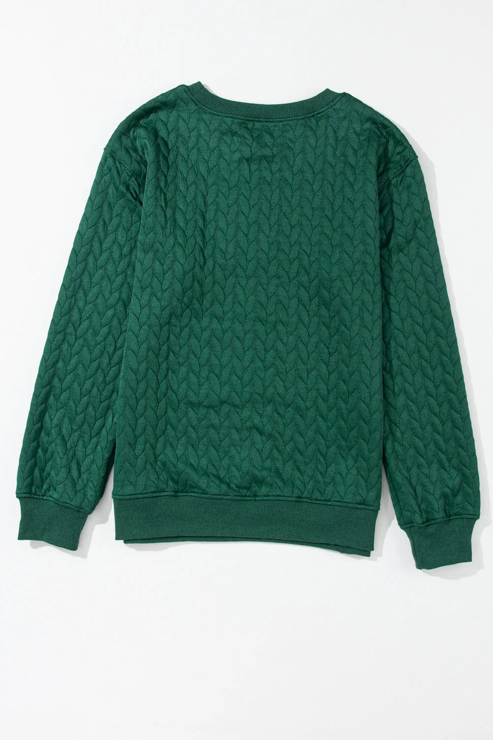 Sweat-shirt en tricot torsadé joyeux et lumineux vert noirtre