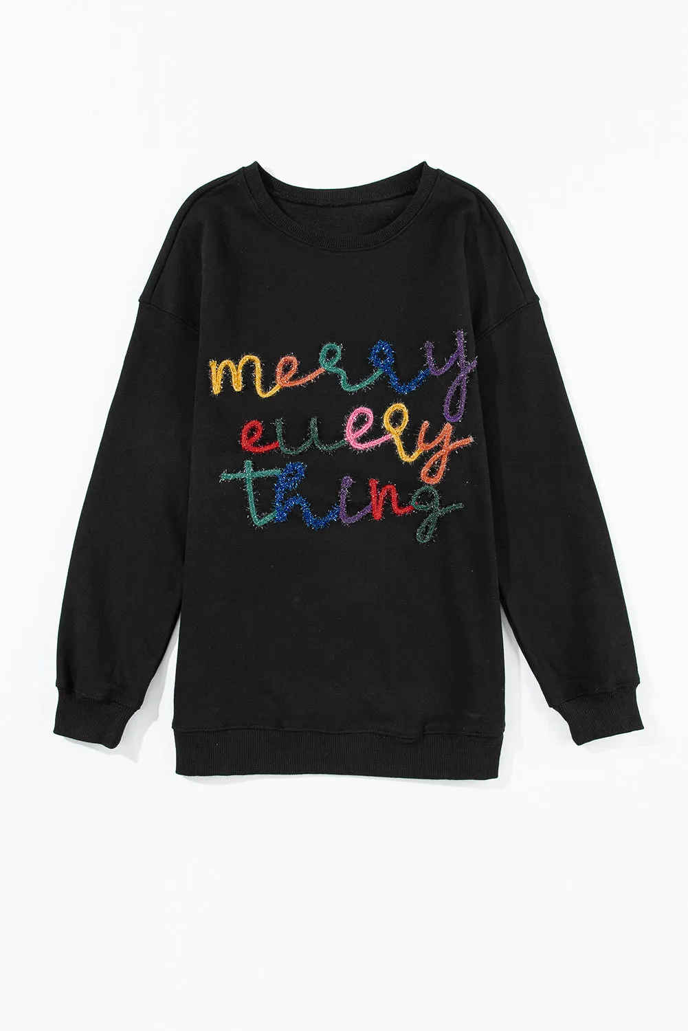 Sweat-shirt noir à slogan  Merry Every Thing Tinsel 