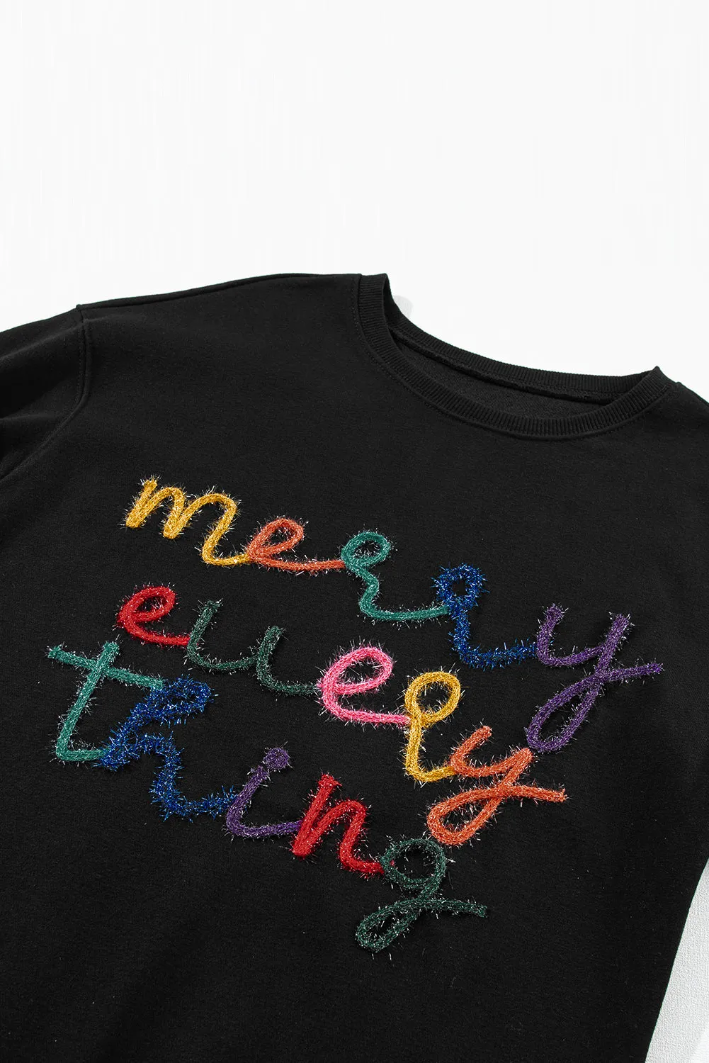 Sweat-shirt noir à slogan  Merry Every Thing Tinsel 