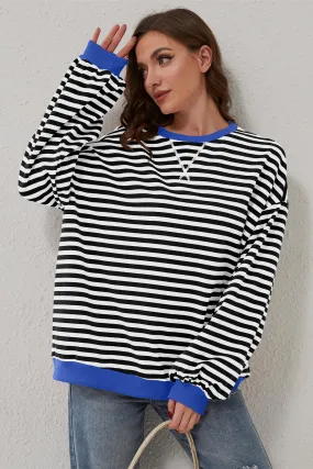 Sweat-shirt sur-dimensionné à rayures noires *