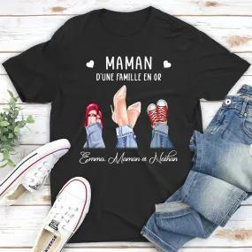 T-Shirt Personnalisé - Maman D‘une Famille En Or