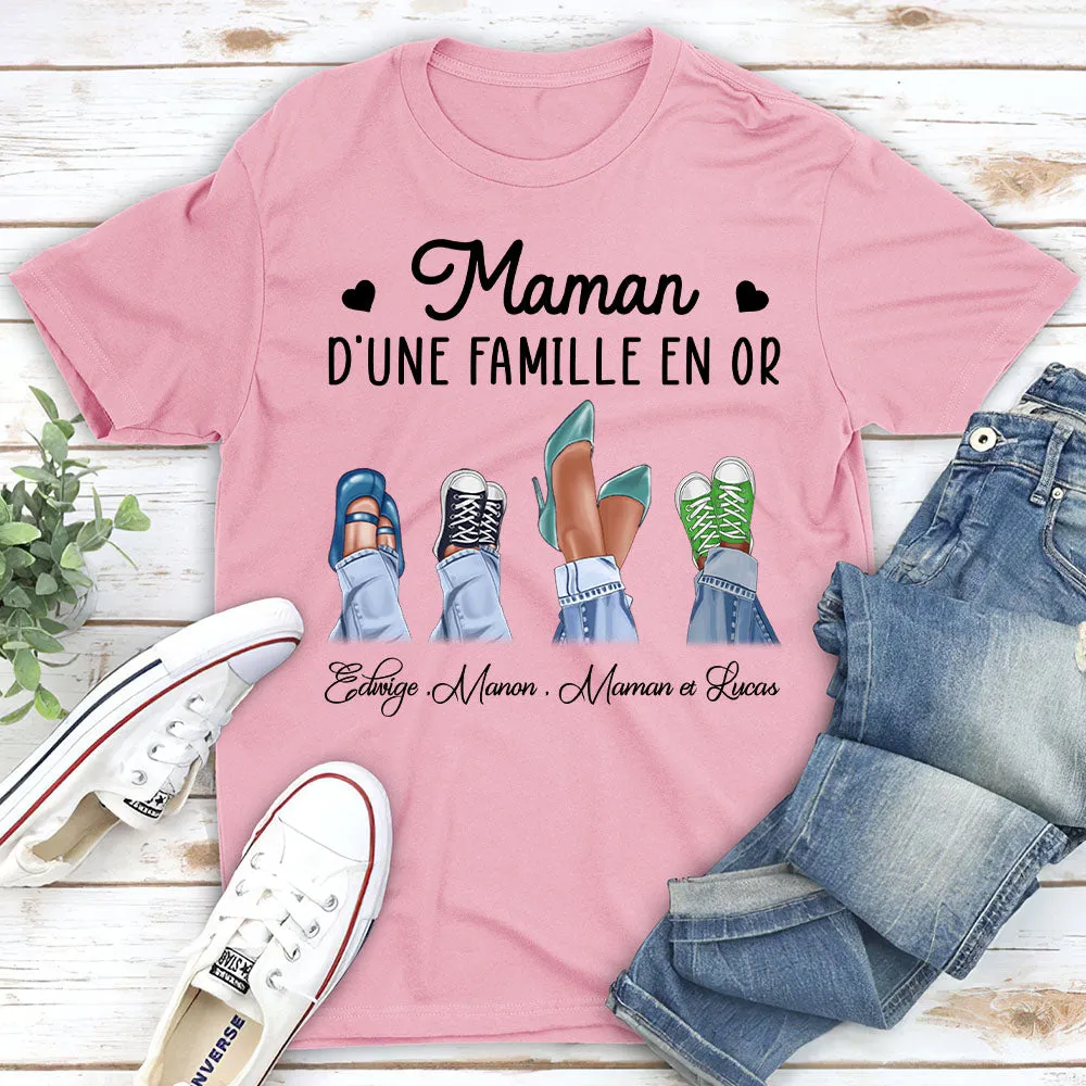 T-Shirt Personnalisé - Maman D‘une Famille En Or