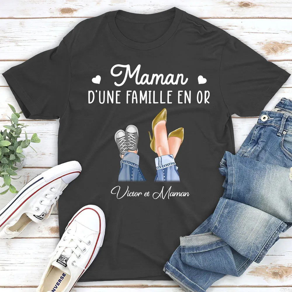 T-Shirt Personnalisé - Maman D‘une Famille En Or