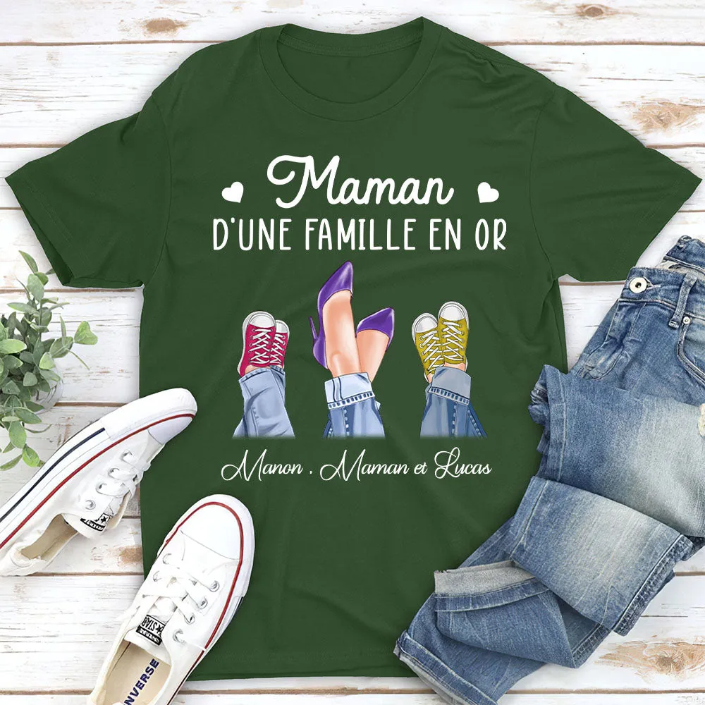 T-Shirt Personnalisé - Maman D‘une Famille En Or