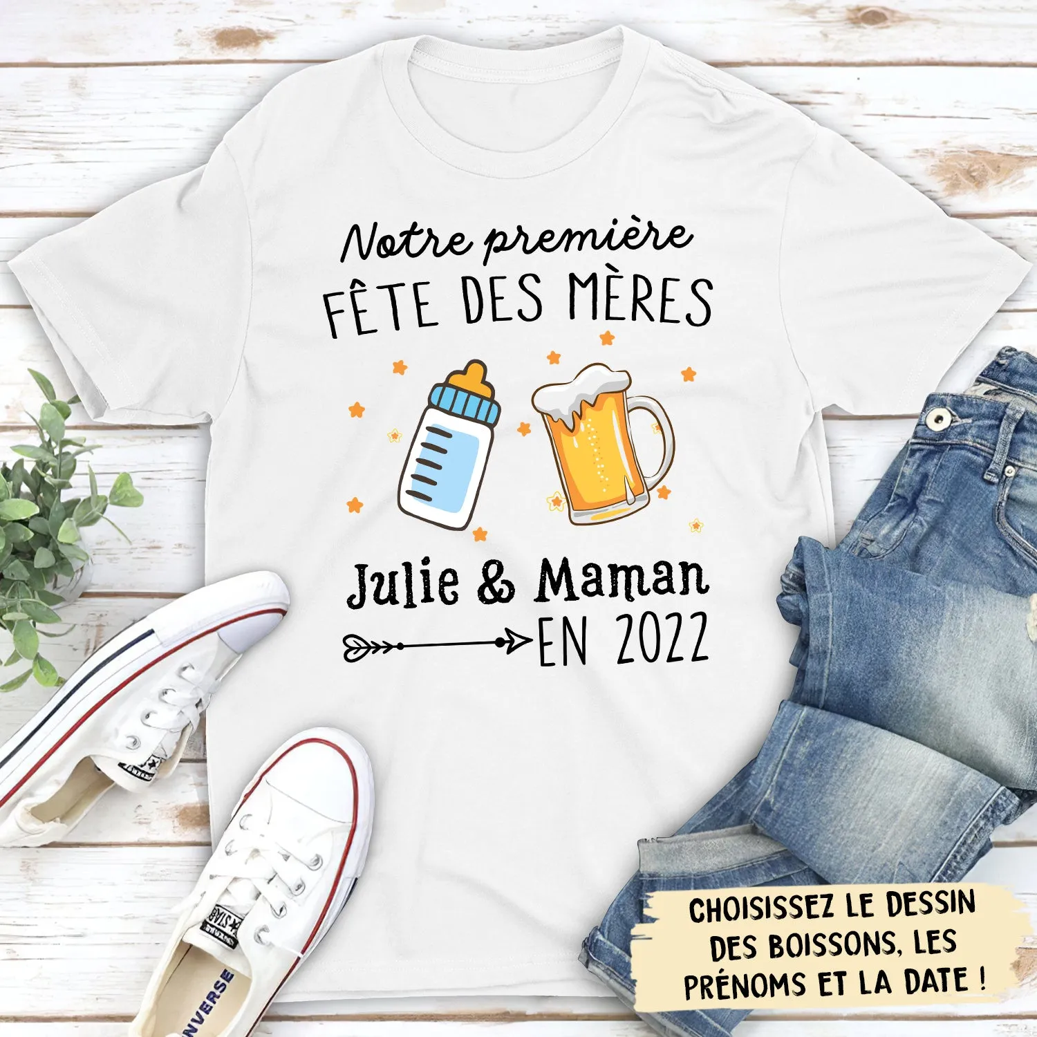 T-shirt Unisex Personnalisé - Notre Première Fête Des Mamans